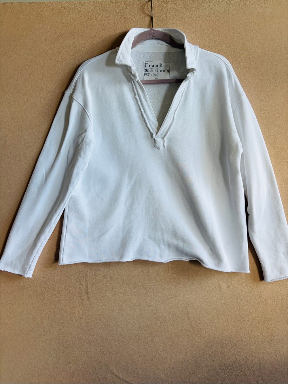 Frank and Eileen Patric Popover Henley Triple Terry White size M - Picture 3 of 14